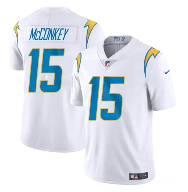 Youth Los Angeles Chargers #15 Ladd McConkey White 2024 Draft Vapor Limited Football Stitched Jersey